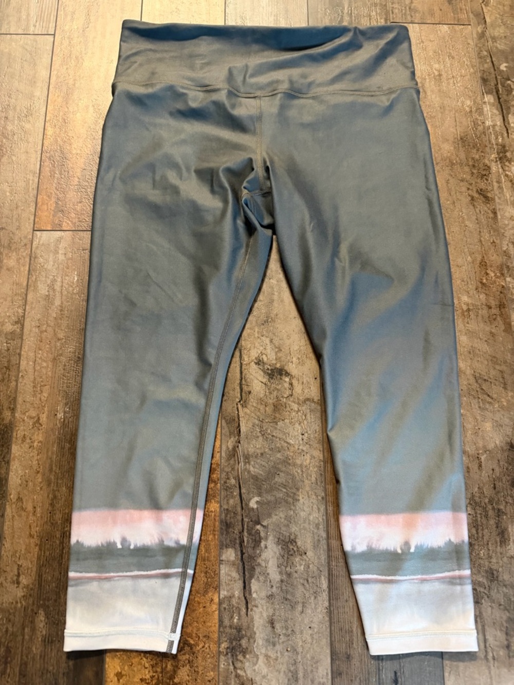 Athleta Gray Capri Leggings with Pastel Ombre Hem